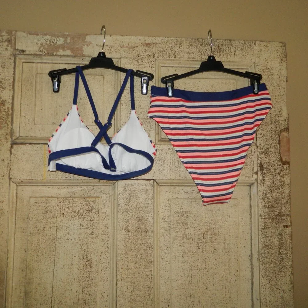 CupShe High Waisted 2 pc Bikini Swim Suit Size L (FF-28)